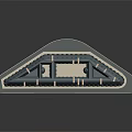 Classical European Style Multi story Building With Blue Roof Orange Chimneys And Curved Design