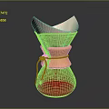 Red Glass Coffee Filter with Yellow Band and White Paper for Home Brewing