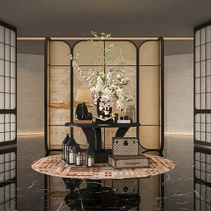 Modern Vintage Ornaments Combination Porch Ornaments Floriculture Ornaments End View Platform Vintage Modern Hotel Matrix Design Hotel Decoration Platform End View Porch Hotel Lobby Ornaments 3d model