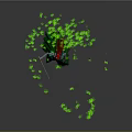 Game Movie Character With Red Hair Red Horns Silver Armor Green Dress Flying Green Leaves
