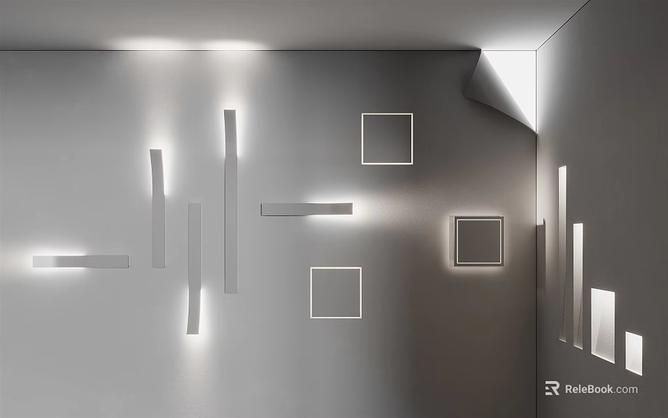 Modern Minimalist Wall Lights With Geometric Shapes For White Wall Interior Lighting 3d model 