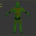 Orange Armored Sci Fi Warrior Character Full Body Design With Black Accents