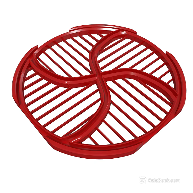 Practical Red Circular Grid Kitchen Heat Resistant Mat For Countertop Use 3d model 