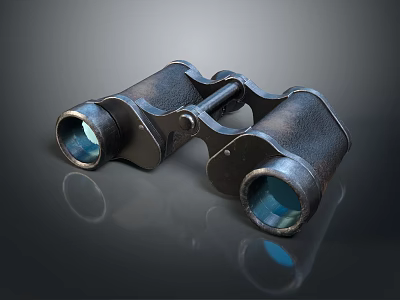 Vintage Binoculars With Classic Metal Design For Commercial Surveillance Equipment Use 3d model