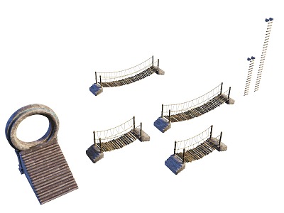 Ancient Style Floating Bridge Ladder Mysterious Entrance Palace Stairs 3d model