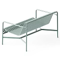 Modern Metal Bench With Striped Seat Back And Sleek Armrest Design
