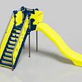 Outdoor Playground Equipment With Yellow Slide And Blue Stairs For Kids