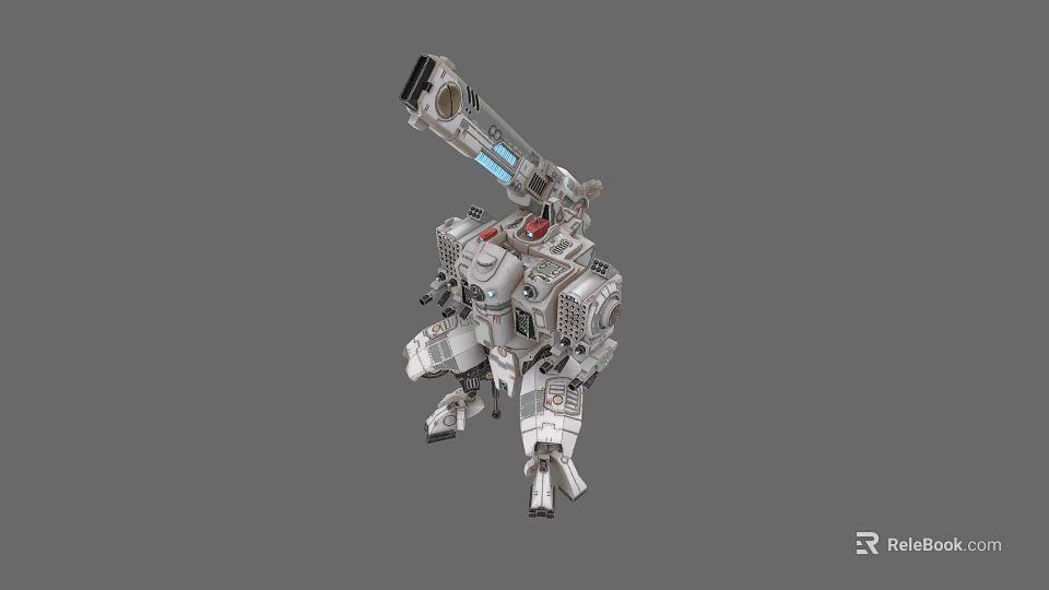 Futuristic Sci Fi Mechanical Weapon With Long Barrel Mount And Precision Targeting System 3d model 