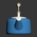 Stylish Blue Household Electric Kettle With Wooden Handle And Stainless Steel Spout Lid