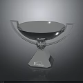 Silver Metal Decorative Furniture Stand With Polygonal Base And Handles