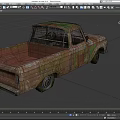 Old Rusty Vintage Truck With Weathered Body And Green Gray Patina