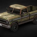 Rusty Vintage Green Truck With Weathered Paint And Open Bed Design