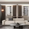 Modern Living Room Interior With Beige L shaped Sofa Gray Rug And Black Coffee Table