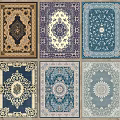 Square Rugs Featuring Various Traditional and Modern Patterns for Home Decor 3d model