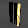 Modern Dark Wood Swing Door With Silver Vertical Stripes And Yellow Panel Number 202