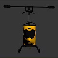 Yellow and white remote control helicopter with black and white rotors and sleek body