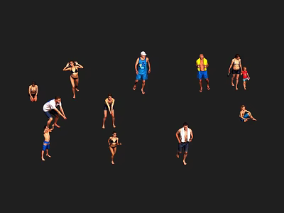 Group of People in Various Poses and Casual Clothing Standing Together 3d model