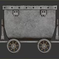 Vintage Industrial Metal Cart With Square Container Riveted Edges And Wheels
