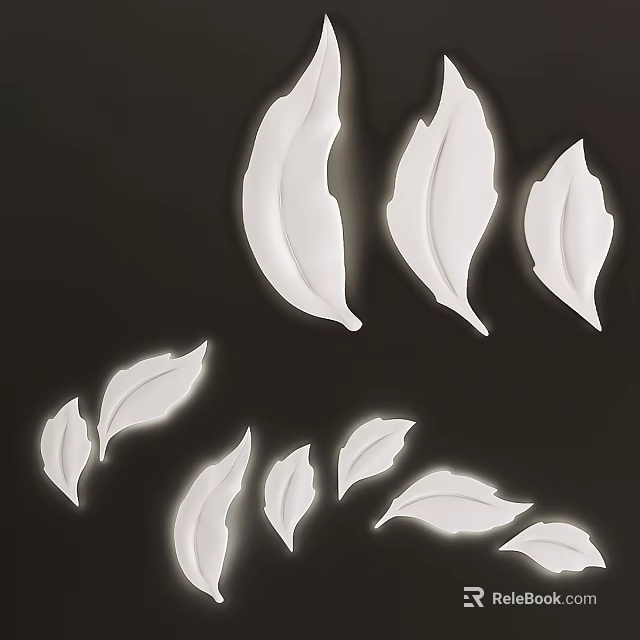 Modern Leaf Shaped White Wall Lamps For Home Decorative Lighting 3d model 