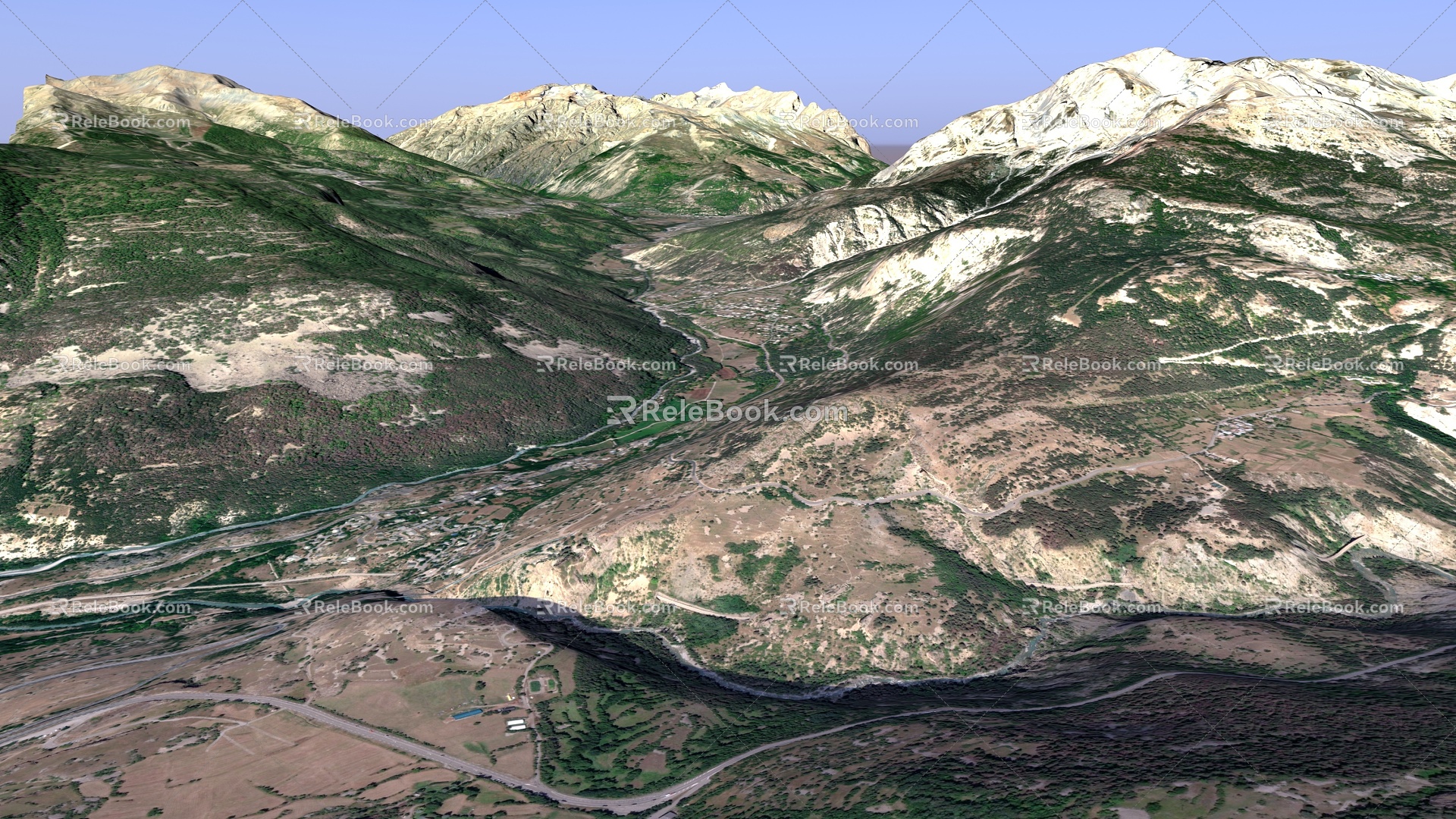 Mountain body mountain mountain mountain mountain topographic map ravines and ravines 3d model