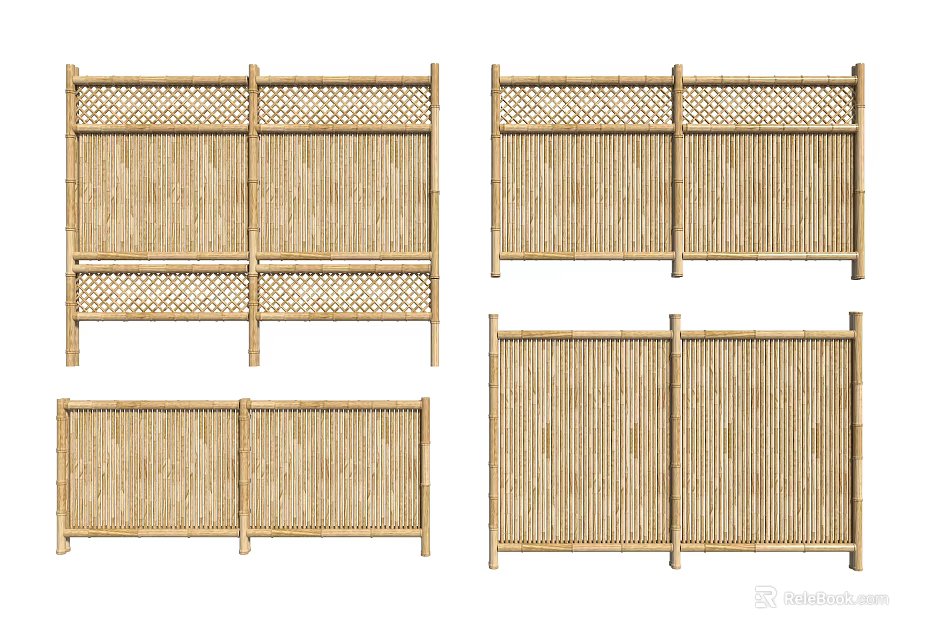 Variety Of Wooden Fence Designs For Garden Decoration 3d model 