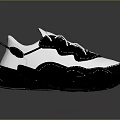 Modern Black And White Lace Up Sneakers With Thick Sole Trendy Casual Design