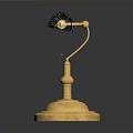 Elegant Table Lamp With Green Marble Shade And Golden Base Stand