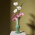 New Chinese Style Flower-arranging Vase Ornaments Japanese Style Flower-arranging Small Original Zen Style Phalaenopsis White Palm 3d model