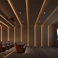Modern Home Theater Interior Design With Comfortable Seats Large Screen And Ambient Lighting