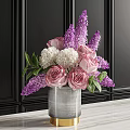 Elegant Marble Vase With Gold Base Holding Pink Roses White Peonies And Green Leaves