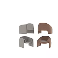 Modern Leisure Accent Chairs with Curved Design Soft Beige Gray Upholstery