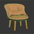 Orange Leisure Chair With Curved Backrest Comfortable Cushion And Light Wooden Legs