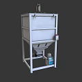 White Industrial Equipment With Vertical Metal Frame Conical Bottom And Motor Driven For Material Mixing