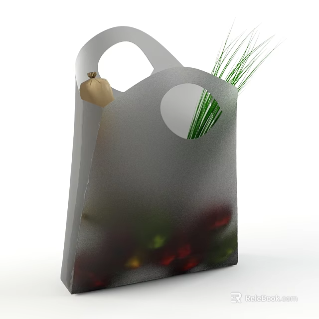 Transparent Reusable Tote Bag For Daily Use With Fresh Vegetables And Green Grass 3d model 