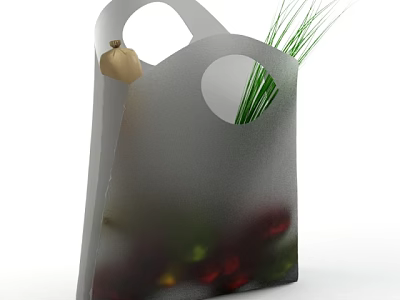 Transparent Reusable Tote Bag For Daily Use With Fresh Vegetables And Green Grass 3d model