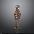 Mechanical Component Structure With Silver Ball Copper Coil Spring And Gear Base
