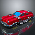 Shiny Red Vintage Car With Streamlined Body Chrome Accents And Classic Design