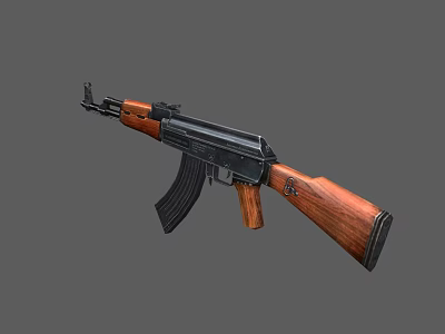 Classic Assault Rifle With Wooden Stock And Black Metal Barrel Design 3d model