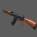 Classic Assault Rifle With Wooden Stock And Black Metal Barrel Design