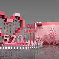 Romantic Love Theme Decoration With Heart Shaped Structure And 520 Number