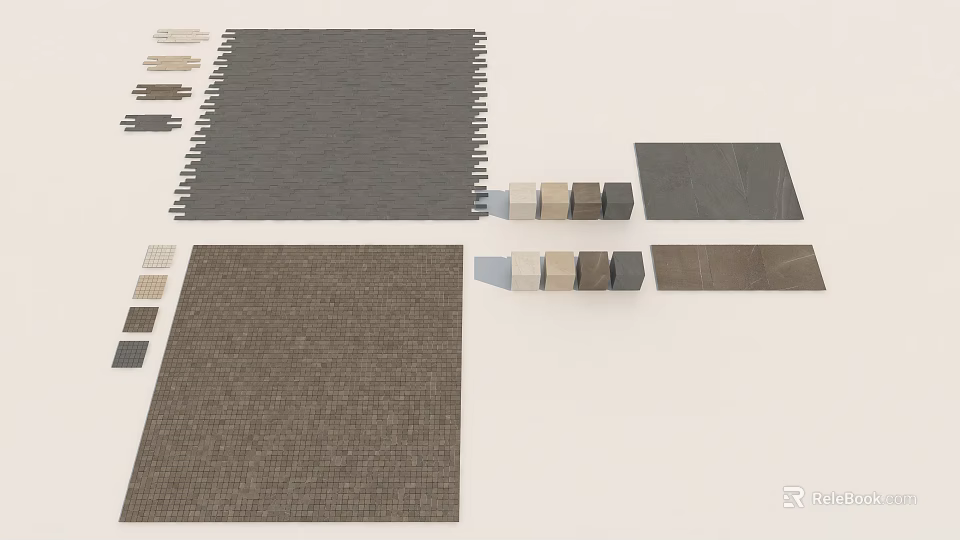 Various Floor Materials With Different Colors Textures And Tile Designs For Home 3d model