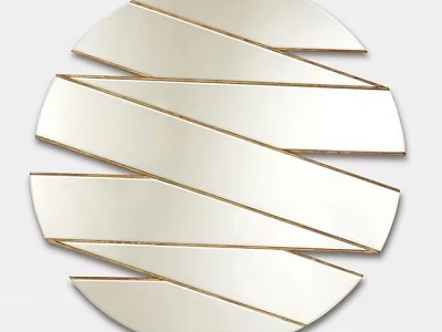 Modern Round Wall Mounted Decorative Mirror With Geometric Metal Frame Design 3d model