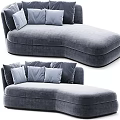 Modern Gray Velvet Chaise Lounge With Multiple Soft Pillows Design 3d model