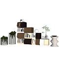 Modern Bookshelf Decorative Rack Storage Rack Ornaments Combination 3d model