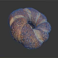 Fresh Baked Golden Brown Round Bread With Sesame Seeds And Crusty Texture