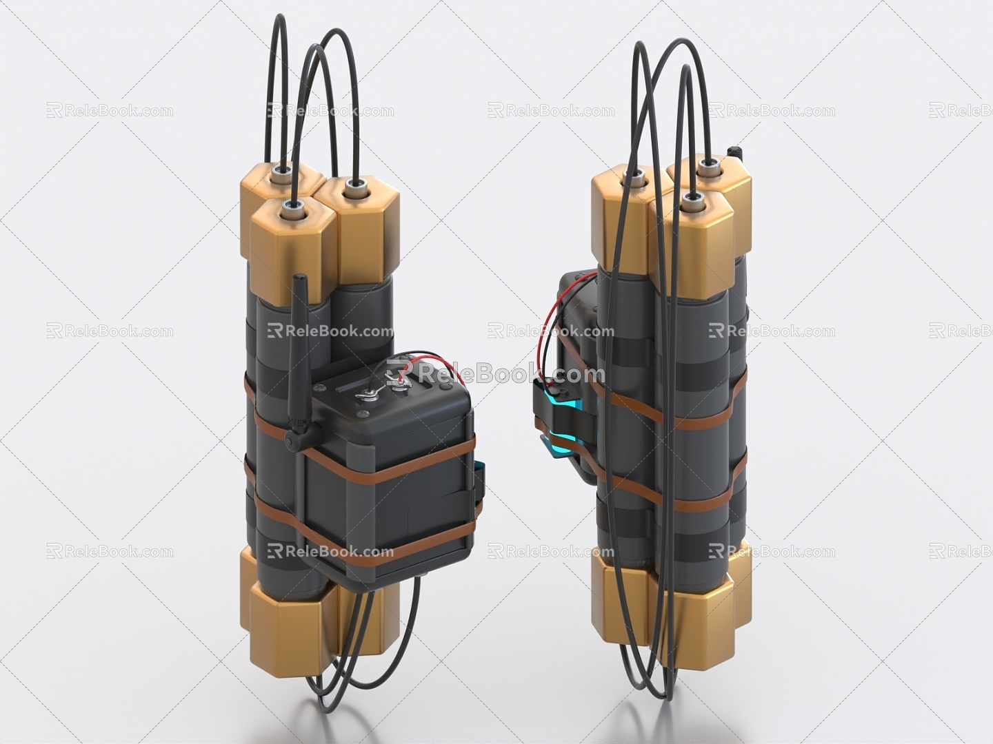 Package Bomb C4 Time Bomb Explosive Detonator 3d model