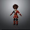 Anime Style Character Outfit With Brown Spiky Hair Red Black Attire And Ornate Boots