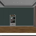 White Multi Tiered Kitchen Storage Shelf With Microwave And Appliances On Light Green Wall Background