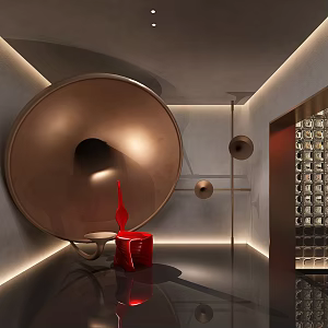Modern Light Luxury Internet Celebrity Music Restaurant Entrance Hall Bar Entrance Big Horn Glass Brick 3d model