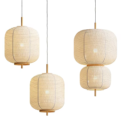 Minimalist Round Woven Pendant Lights With Natural Tone And Gold Ceiling Hanging Accents 3d model